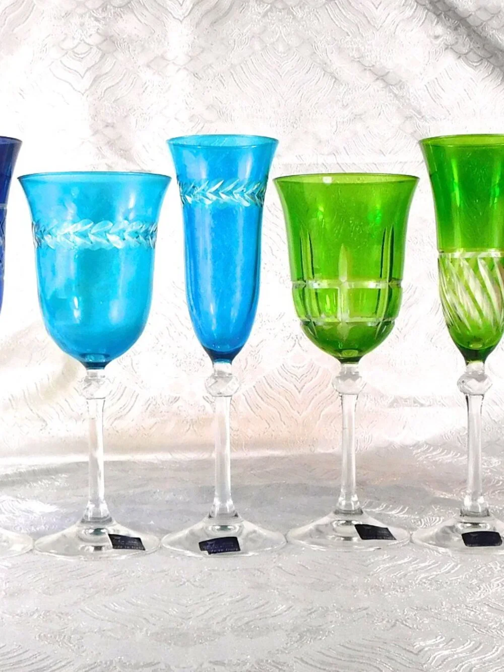 Le Sielle Set of Eight Cut to Clear Wine Glasses # 27454